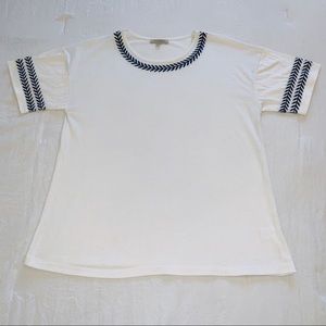 POLAGRAM White Embroidered Short Sleeve Tee Shirt